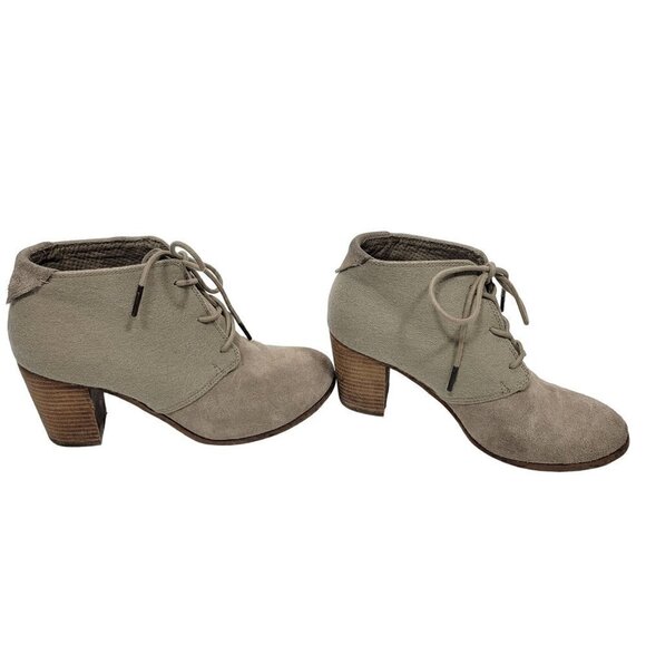 Toms Women's Lunata Taupe Lace Up Suede and Material Booties in a Size 9 - Picture 3 of 16